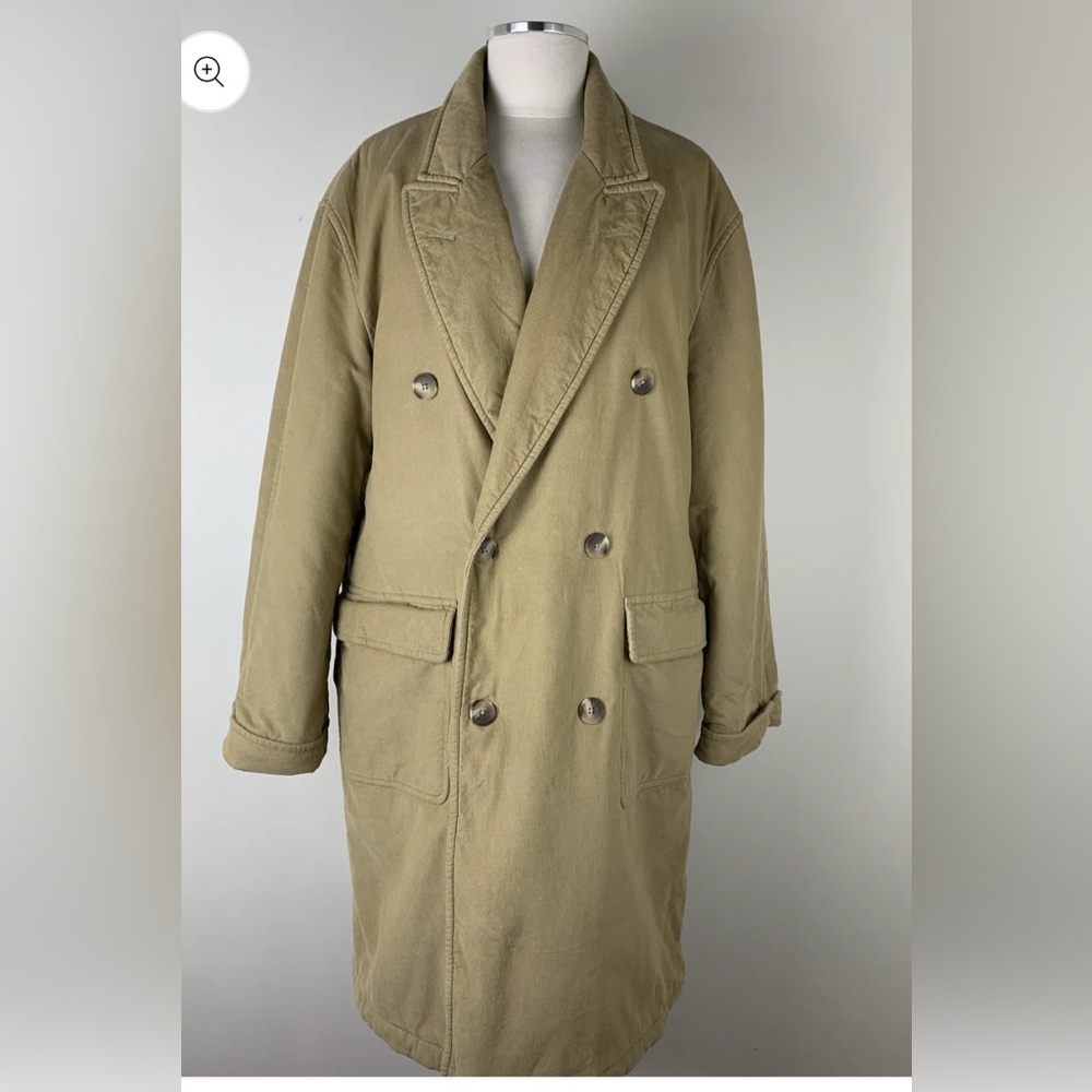 Denimist Peak Lapel Corduroy women’s Tan Double-Breasted Coat NWT